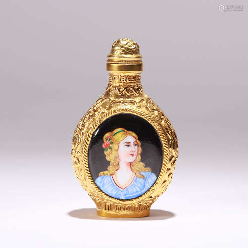 Bronze Enamel Western Figure Snuff Bottle