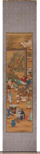 Chinese Immortal Painting Scroll, Ink and Color on Silk, Gai...