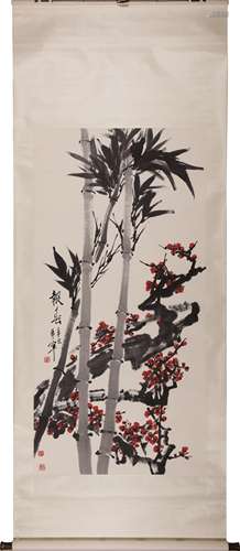 Chinese Spring Painting Scroll, Ink and Color on Paper, Yu X...