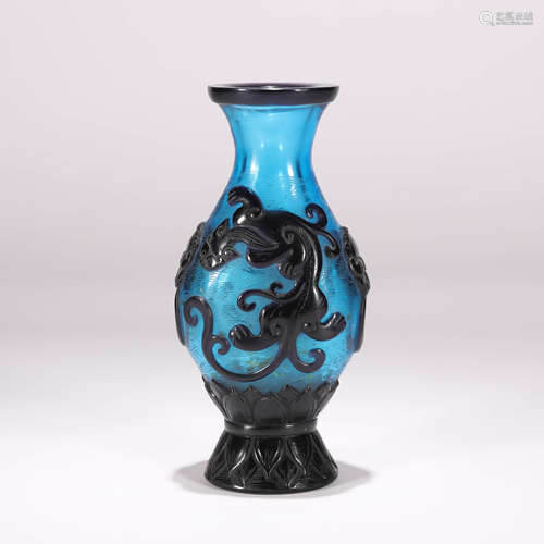 Glassware Chilong Sea and Dragon Vase