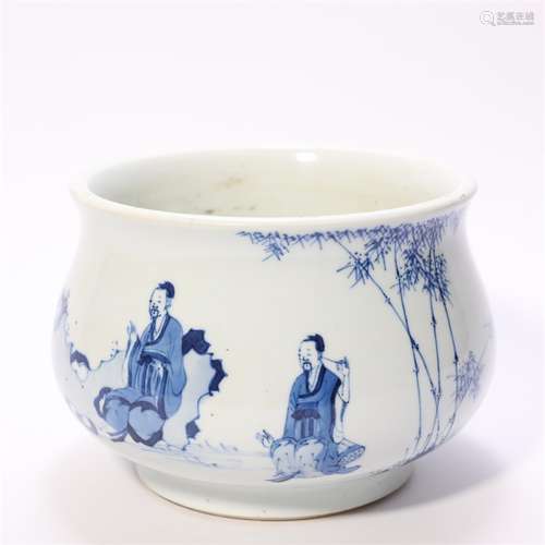 Blue and White Scholar Figure Story Censer