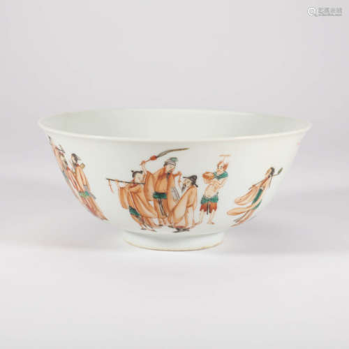 Wucai Glaze Immortals Giving Birthday Bowl