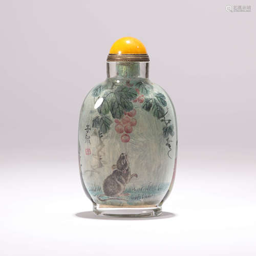 Inside-Painted Glass Mouse Snuff Bottle