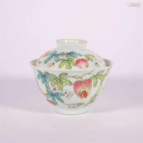 Famille Rose Melons Tea Bowl and Cover