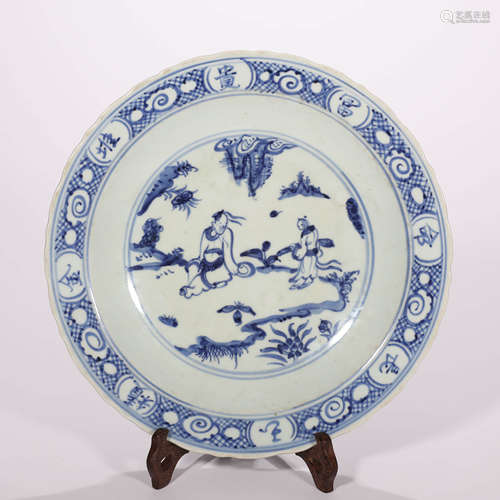 Blue and White Figure Plate