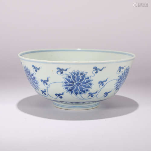 Blue and White Interlocking Lotus Bowl