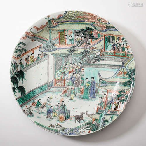 Wucai Glaze Figure Story Plate