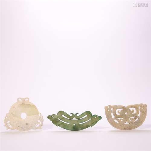 Groupof Three Carved Jade Fittings