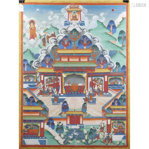 Large Tibetan thangka of the Medicine Buddha