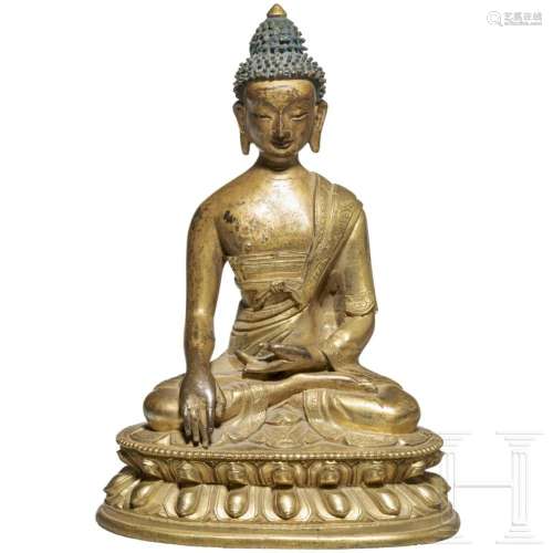 A Tibetan gilt bronze Buddha Shakyamuni, 18th/19th century