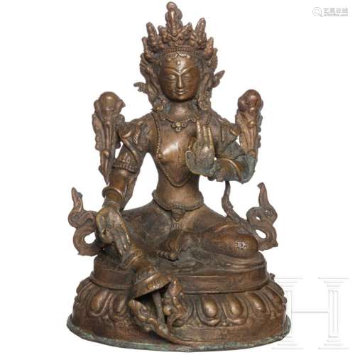 A Chinese Buddhist Tara bronze statuette, 19th or early 20th...