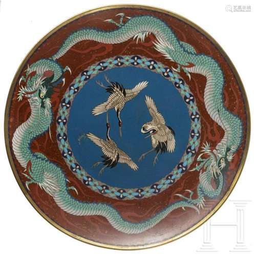 A Japanese cloisonné plate, circa 1900