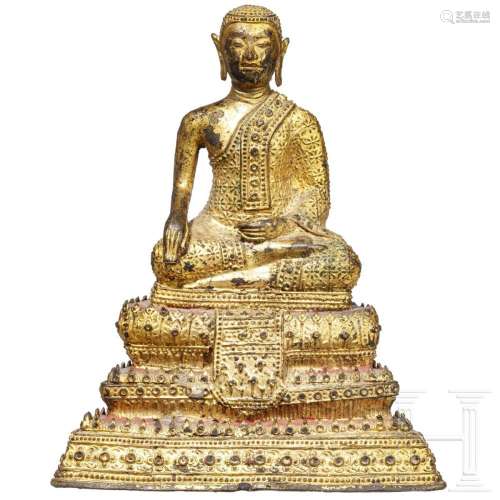A Thai bronze statue of a sitting Buddha, 19th century