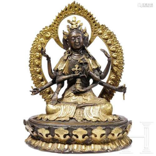 A Nepalese Nyamgyalma bronze statue, 20th century