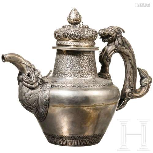 A plated Nepalese tea pot, 20th century