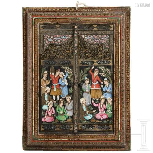 A fine Persian marquetry "Khatam Kari" mirror, lat...