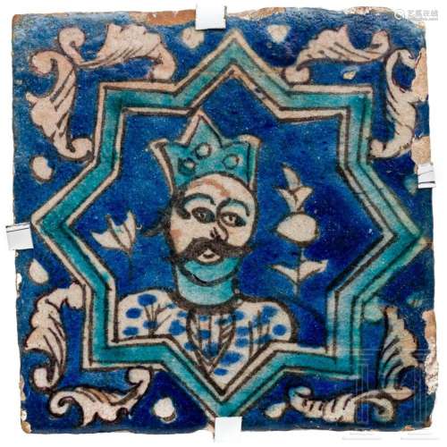 A Persian tile with figural design, 19th century