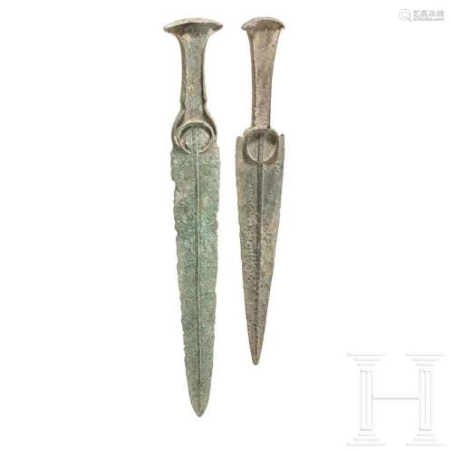 Two bronze daggers, Luristan, 12th/11th century B.C.