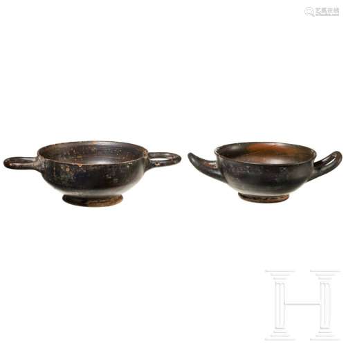 Two Attic drinking cups, 4th century B.C.