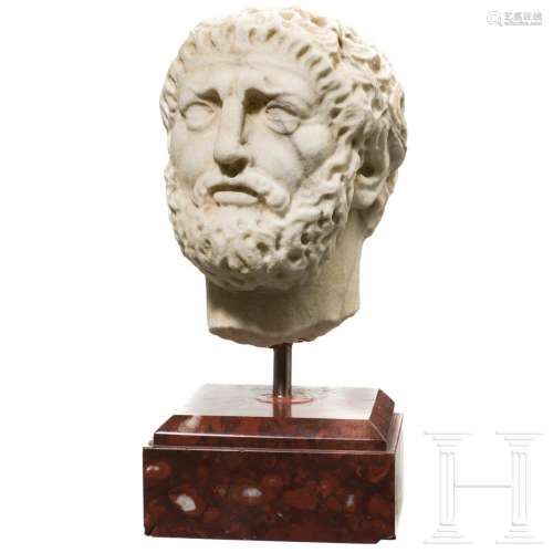 A marble head of a man, Roman, late 2nd - early 3rd century
