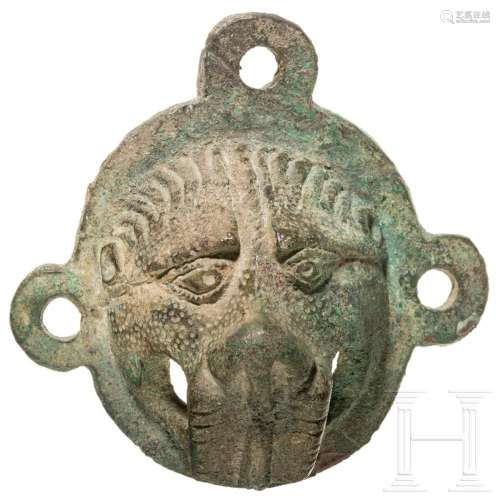 A Roman bronze fitting with head of a lion, 2nd - 3rd centur...