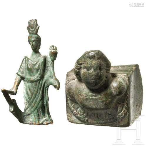A Roman figurine of Isis Fortuna and fitting with bust of a ...