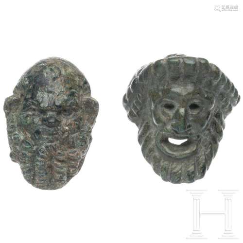 Two Roman head appliqués, 2nd - 3rd century