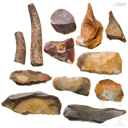 Twelve Central European Stone Age tools