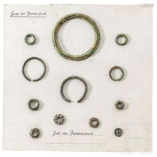 A collection of German Bronze Age bracelets and rings, 14th ...