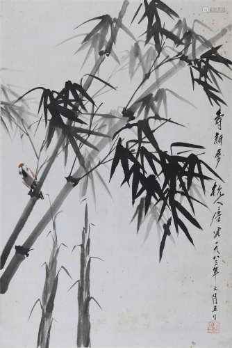唐云 （1910-1993）竹雀图