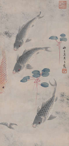 吴青霞 （1910-2008）荷花游鱼