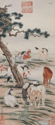 郎世宁（款）（1688-1766）八骏图