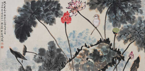 贾广健（b.1964）荷花小鸟