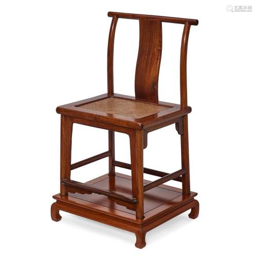【Y】A HUANGHUALI AND HONGMU YOKEBACK CHAIR 18th century, with...