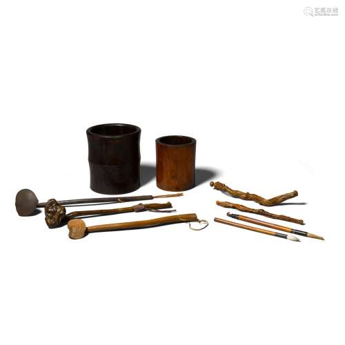 A GROUP OF NINE SCHOLAR'S OBJECTS Qing dynasty and later  (9...