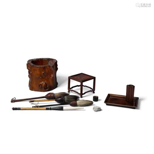 A GROUP OF TEN SCHOLARS' OBJECTS Late Qing dynasty - 20th ce...
