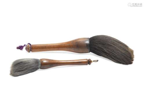 TWO LARGE SCHOLARS' BRUSHES 19th century (2)