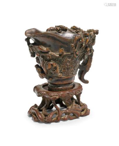 A BAMBOO LIBATION CUP 18th/19th century