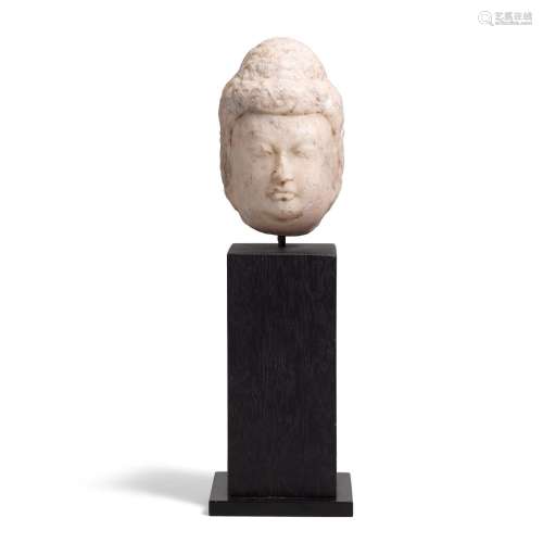 A SMALL WHITE MARBLE HEAD OF BUDDHA Tang dynasty