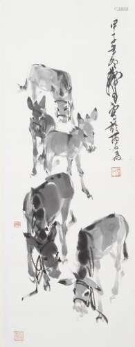 HUANG ZHOU (1925-1997) Five Donkeys, 1984