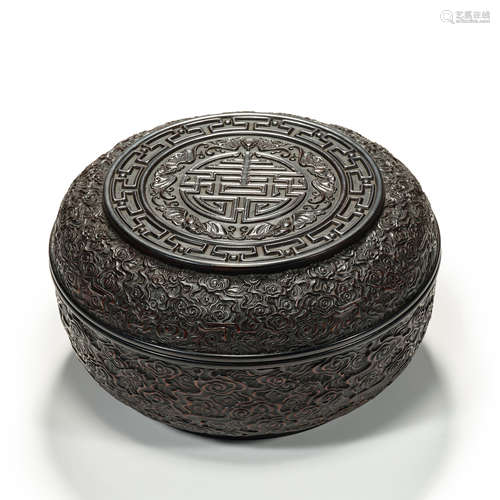 Qing Dynasty, red Zitan wood, Round Box