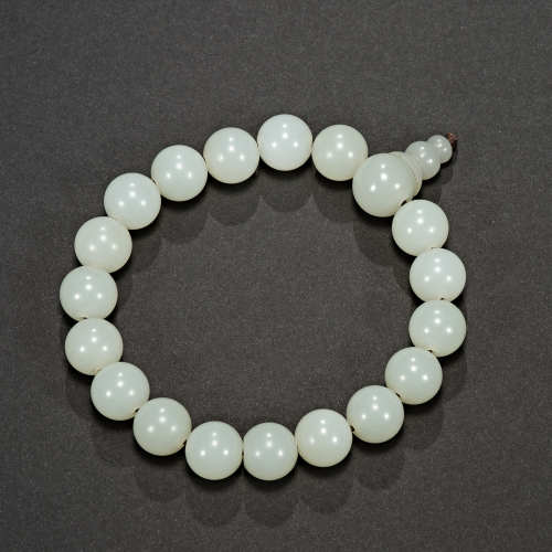 Qing Dynasty Hetian White Jade, 18 Jade Beads