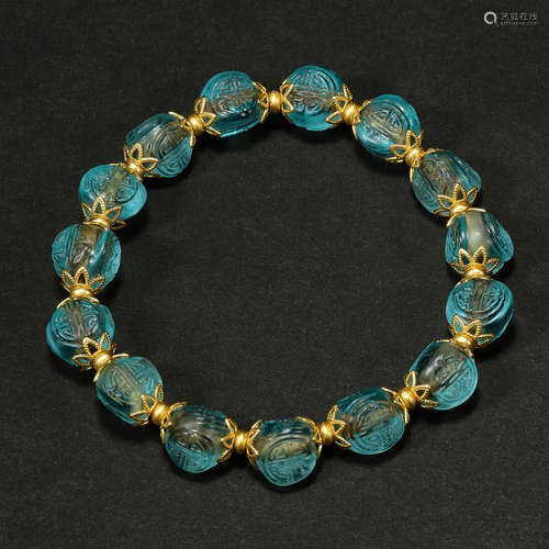 Qing Dynasty, colored glass beads, Hand string