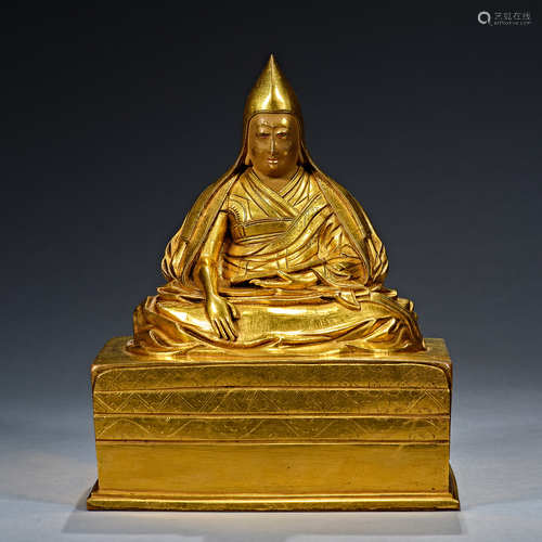 Ming and Qing Dynasties, Gilt Bronze , Buddha Statue