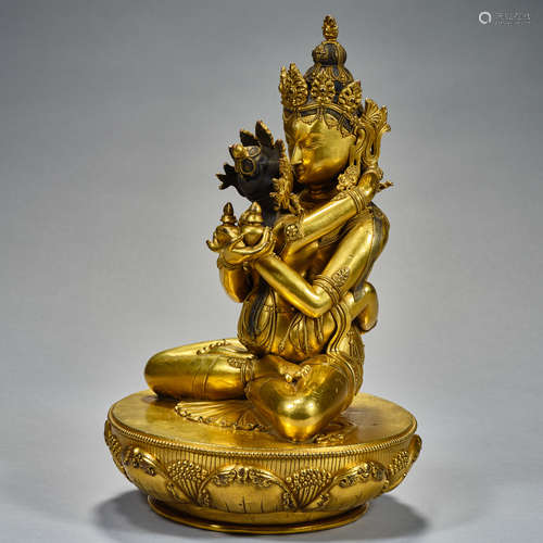 Ming and Qing Dynasties,Gilt Bronze , Buddha statue