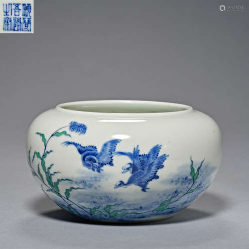 Qing Dynasty blue and white, Colorful, Small Pot