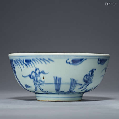 Qing Dynasty, blue and white, figure decoration, Bowl