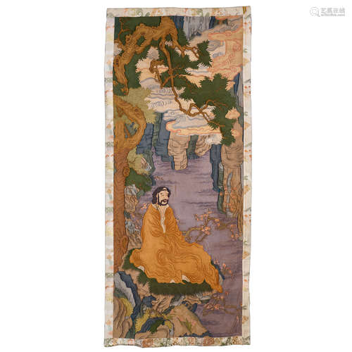 Qing Dynasty, Dharma enlightenment road decoration, embroide...