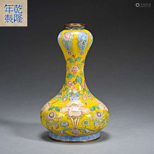 Qing Dynasty Qianlong, flower decoration, painting enamel Va...