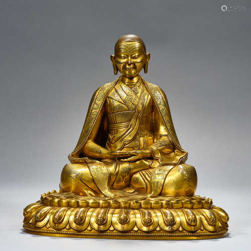 Ming and Qing Dynasties, Gilt Bronze , Buddha Statue